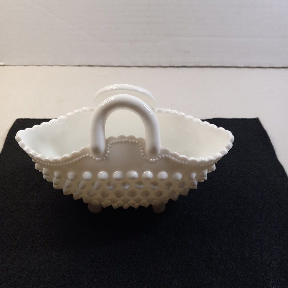 Vintage Hobnail Milk Glass Basket Cottage Core, Country Core, Grandma Core